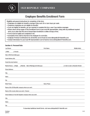 Old Republic Employee Benefits Enrollment Form