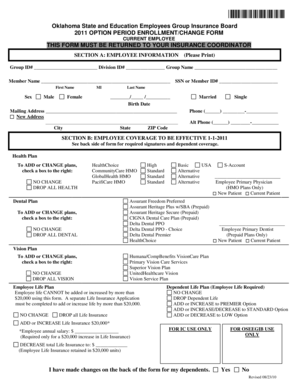 Oklahoma State Employee Health Insurance Enrollment Form