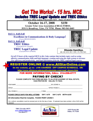 Texas Real Estate Continuing Education Registration Form