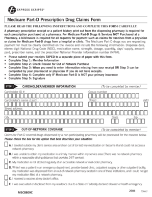 Medicare Part-D Prescription Drug Claims Form
