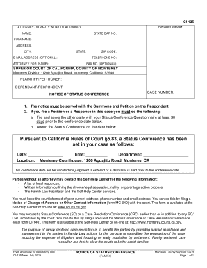 Notice of Status Conference