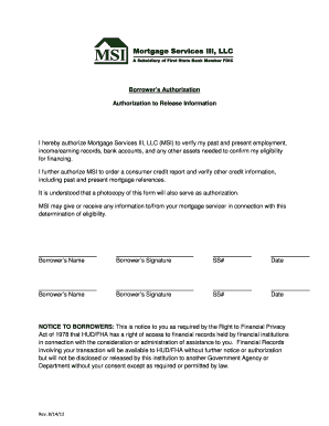 Borrower's Authorization to Release Information