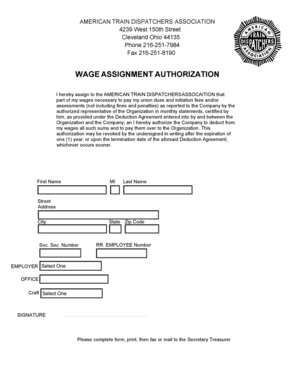 Wage Assignment Authorization
