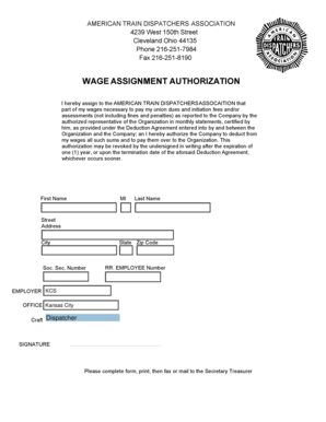 Wage Assignment Authorization