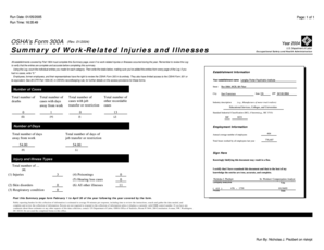 OSHA Form 300A Summary of Work-Related Injuries and Illnesses