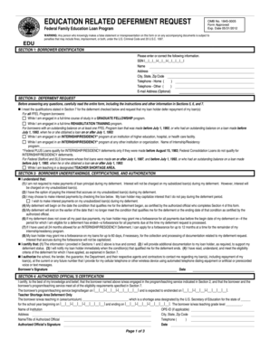 Education Related Deferment Request