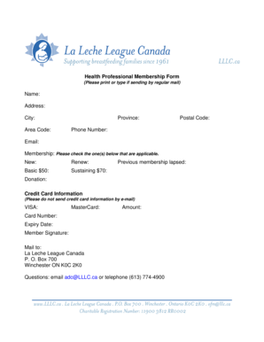Health Professional Membership Form