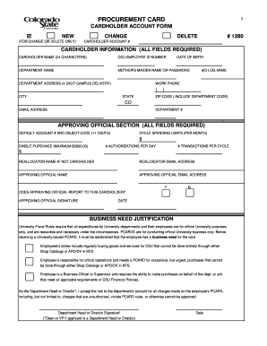 Procurement Card Application Form