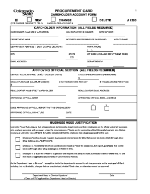 Procurement Card Application Form