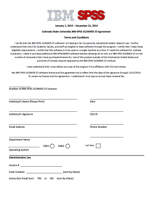 Colorado State University IBM SPSS 22/AMOS 22 Agreement