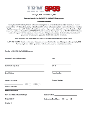 Colorado State University IBM SPSS 22/AMOS 22 Lease Agreement