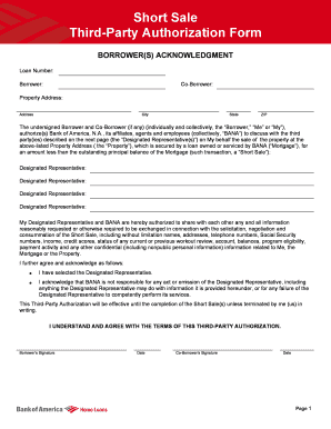 Short Sale Third-Party Authorization Form