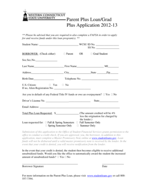 Parent Plus Loan Application Form