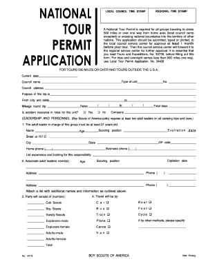 National Tour Permit Application