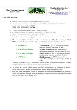 Vehicle log book sample - Explanatory notes - Completing the MDC registration form