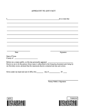 Affidavit to Any Fact