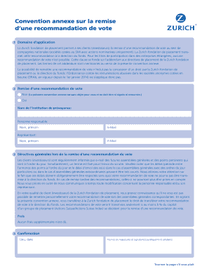Convention annexe sur la remise d’une recommandation de vote