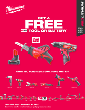 M12 Tool or Battery Mail-In Rebate Form