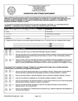 Washington Character and Fitness Supplement
