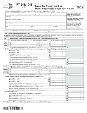 New York Sales Tax Prepayment on Motor Fuel/Diesel Motor Fuel Return