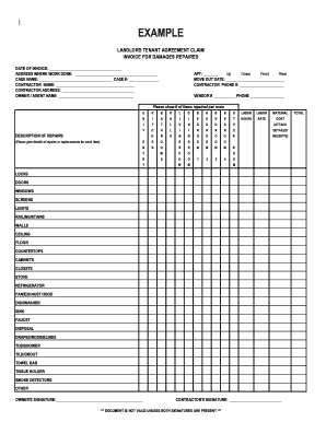 DHS Security Agreement Claim Application Sample Invoice