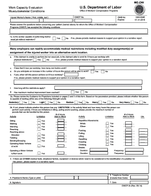 Work Capacity Evaluation Form