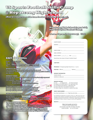 US Sports Football Skills Camp Registration Form