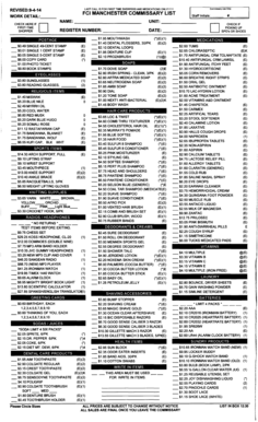 FCI Manchester Commissary Order Form