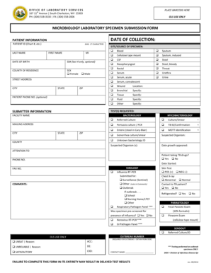 Microbiology Laboratory Specimen Submission Form