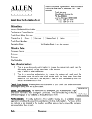 Credit Card Authorization Form