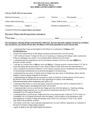 Hunter College Laptop Liability Form