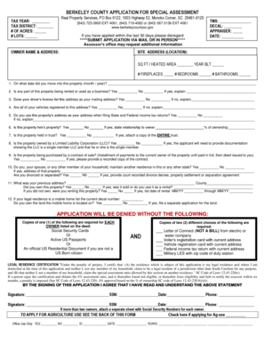Berkeley County Special Assessment Application