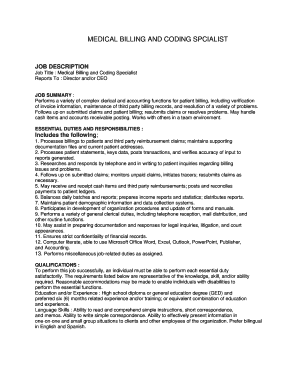 job description for medical billing