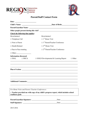 Parent/Staff Contact Form