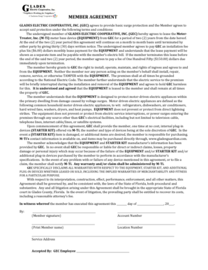 Member Agreement for Surge Protection Equipment Lease