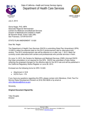 Yma letterhead - GOVERNOR July 3, 2013 Gloria Nagle, PhD, MPA Associate Regional Administrator Centers for Medicare and Medicaid Services Division of Medicaid and Childrens Health 90 Seventh Street, Suite 5300 (5W) San Francisco, CA 941036707 STATE PLAN - -