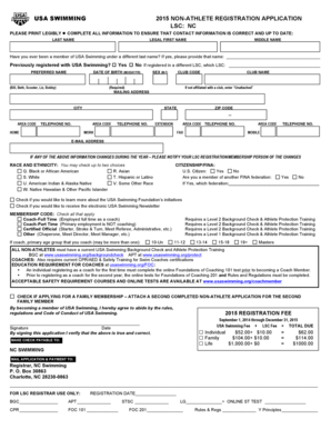 USA Swimming Non-Athlete Registration Application