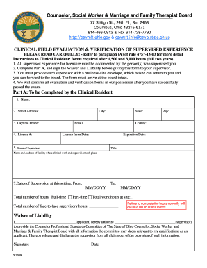 Clinical Field Evaluation & Verification of Supervised Experience
