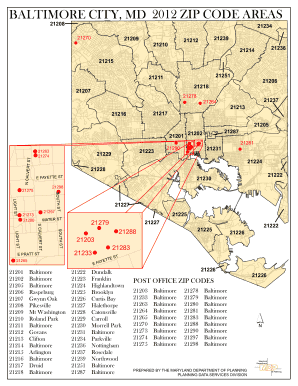Baltimore Zip Code Map Fill Online Printable Fillable Blank