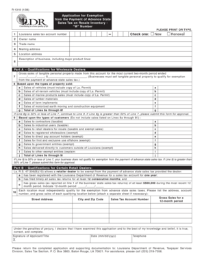 Louisiana Advance Sales Tax Exemption Application