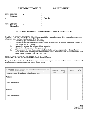 Missouri Marital Property Statement