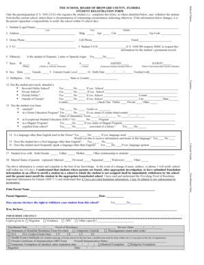 Broward County Student Registration Form