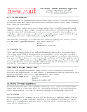 Unclassified Graduate Admission Application