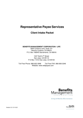 Client Intake Packet for Representative Payee Services