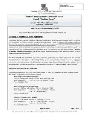 Louisiana Alcoholic Beverage Retail Application