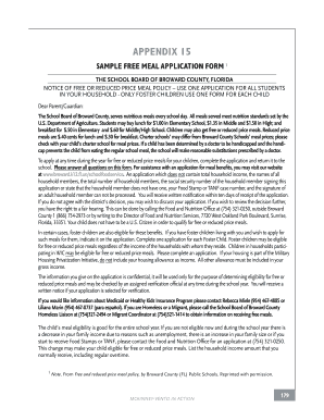 Broward County Free Meal Application Form