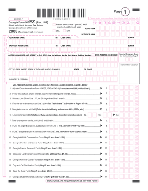 Georgia Form 500EZ Short Individual Income Tax Return