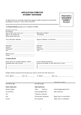 Student Exchange Application Form