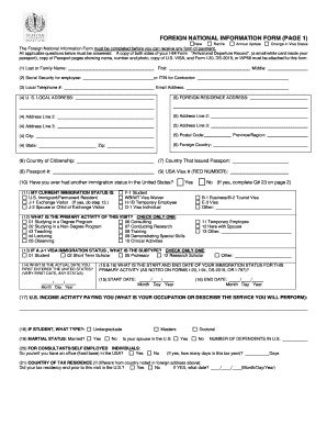 Foreign National Information Form