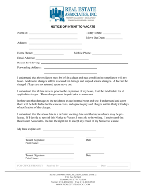 Notice of Intent to Vacate Form (PDF) - Real Estate Associates, Inc.